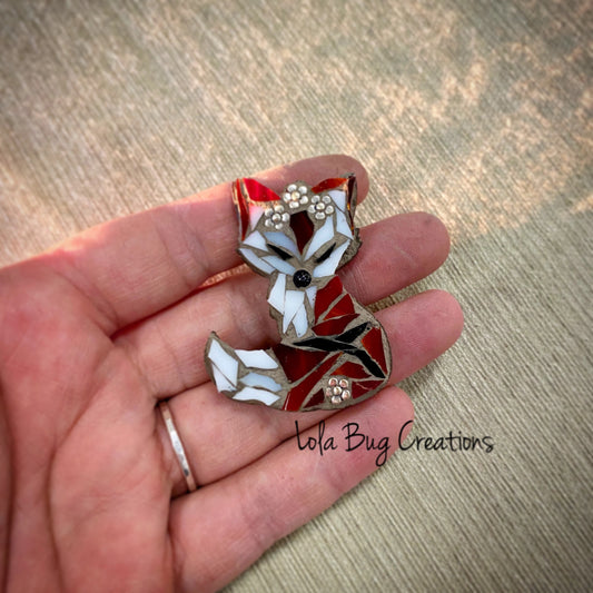 Mini Fox with flower crown   -Glass Mosaic Magnet