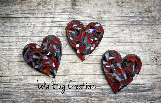 Red heart glass mosaic