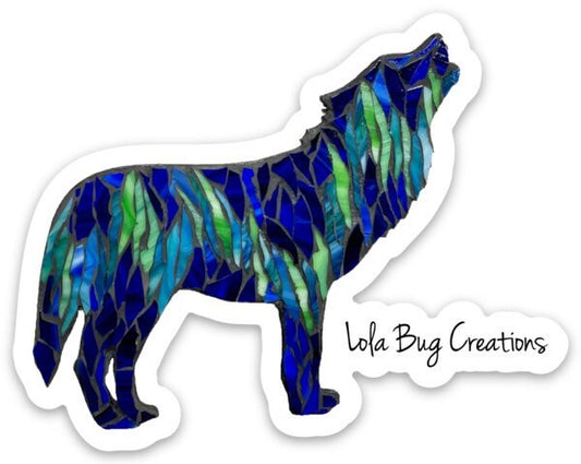 Wolf howling under the Northern Lights Vinyl Sticker