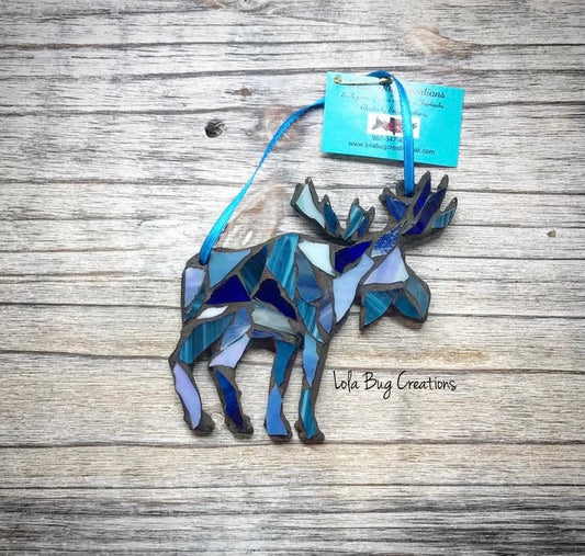 Multi Blue Colored Moose glass Mosaic