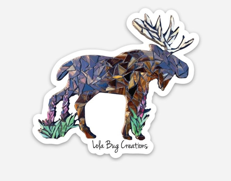 Moose and Fireweed Vinyl Sticker