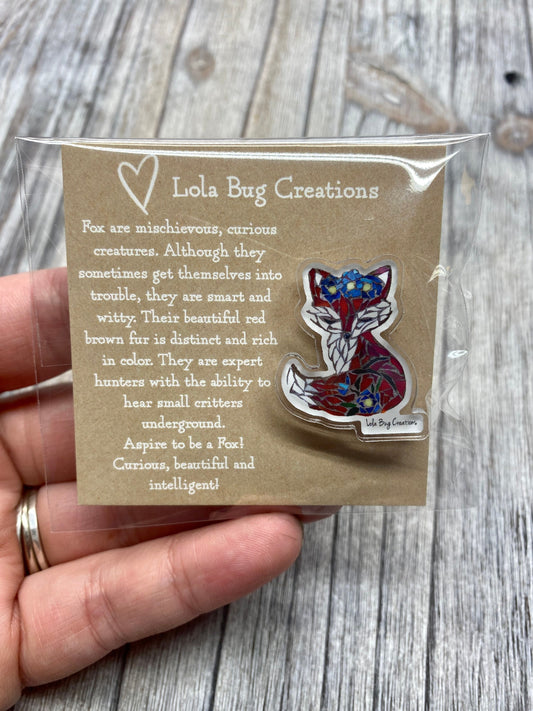 Fox Mosaic acrylic pin