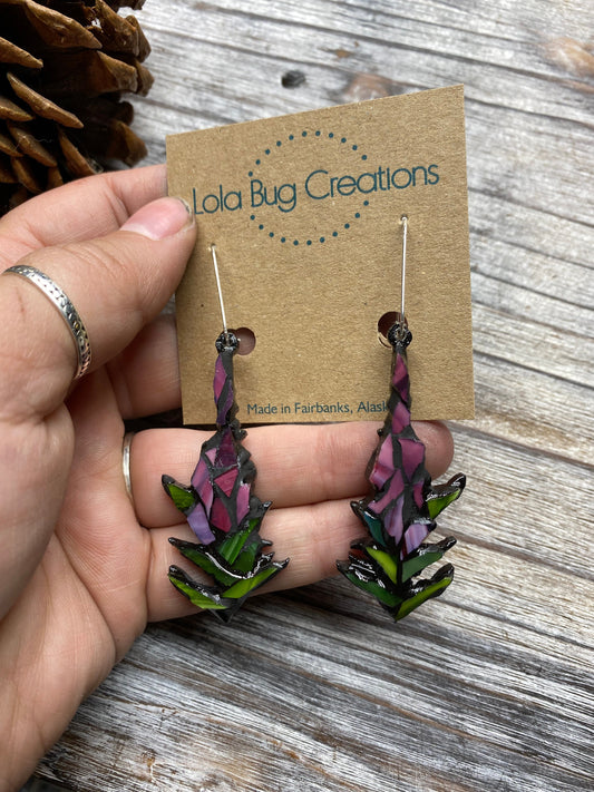 Glass Mosaic and resin Fireweed Earrings