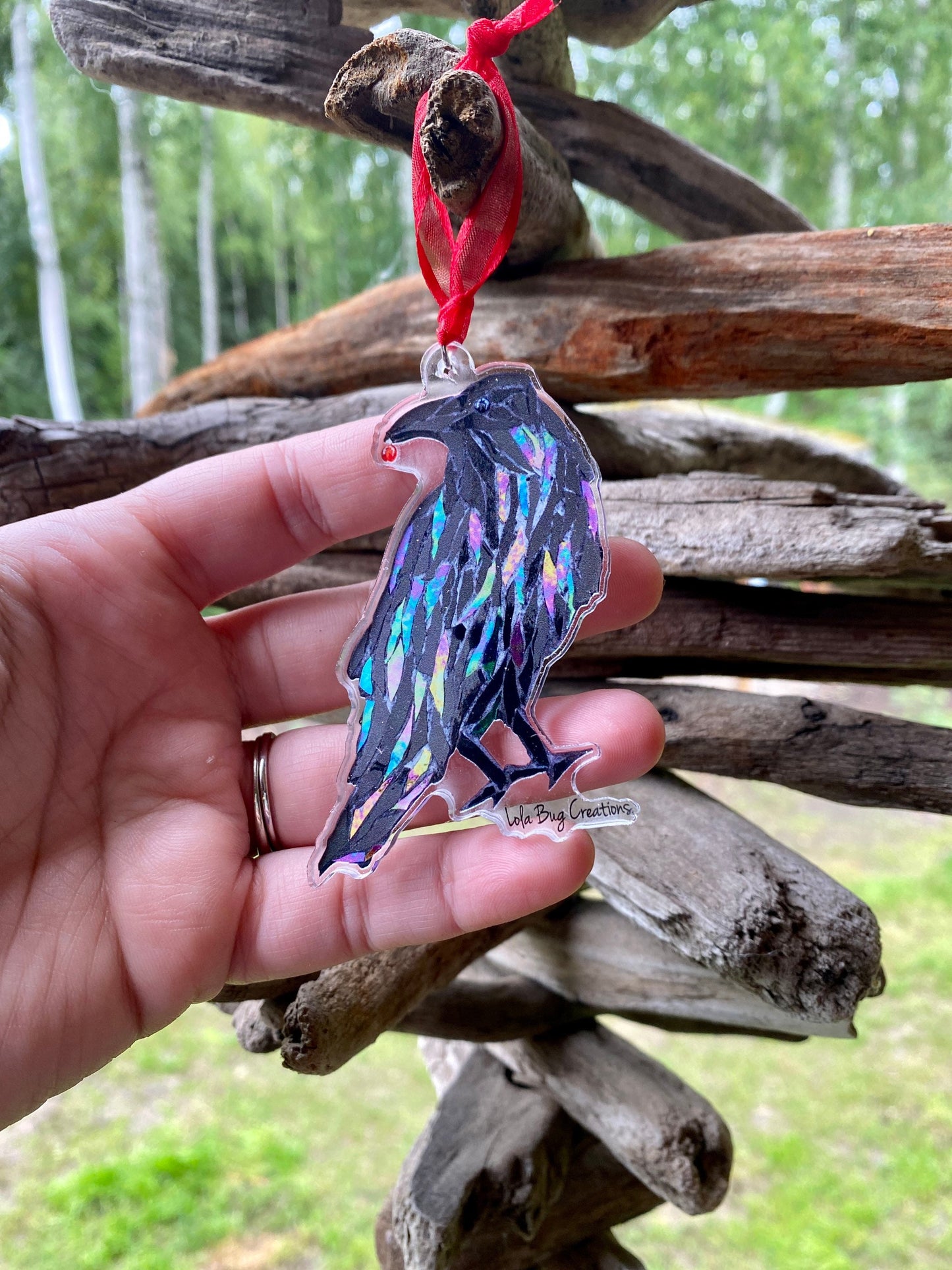 Studious Raven acrylic ornament