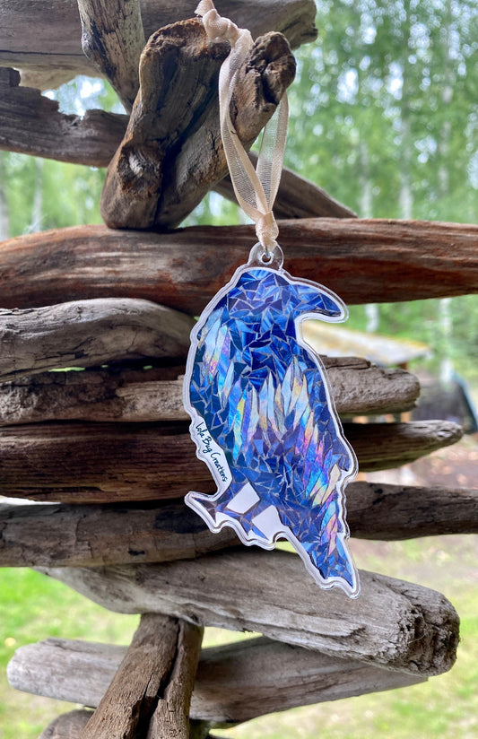 Northern Lights Studious Raven acrylic ornament