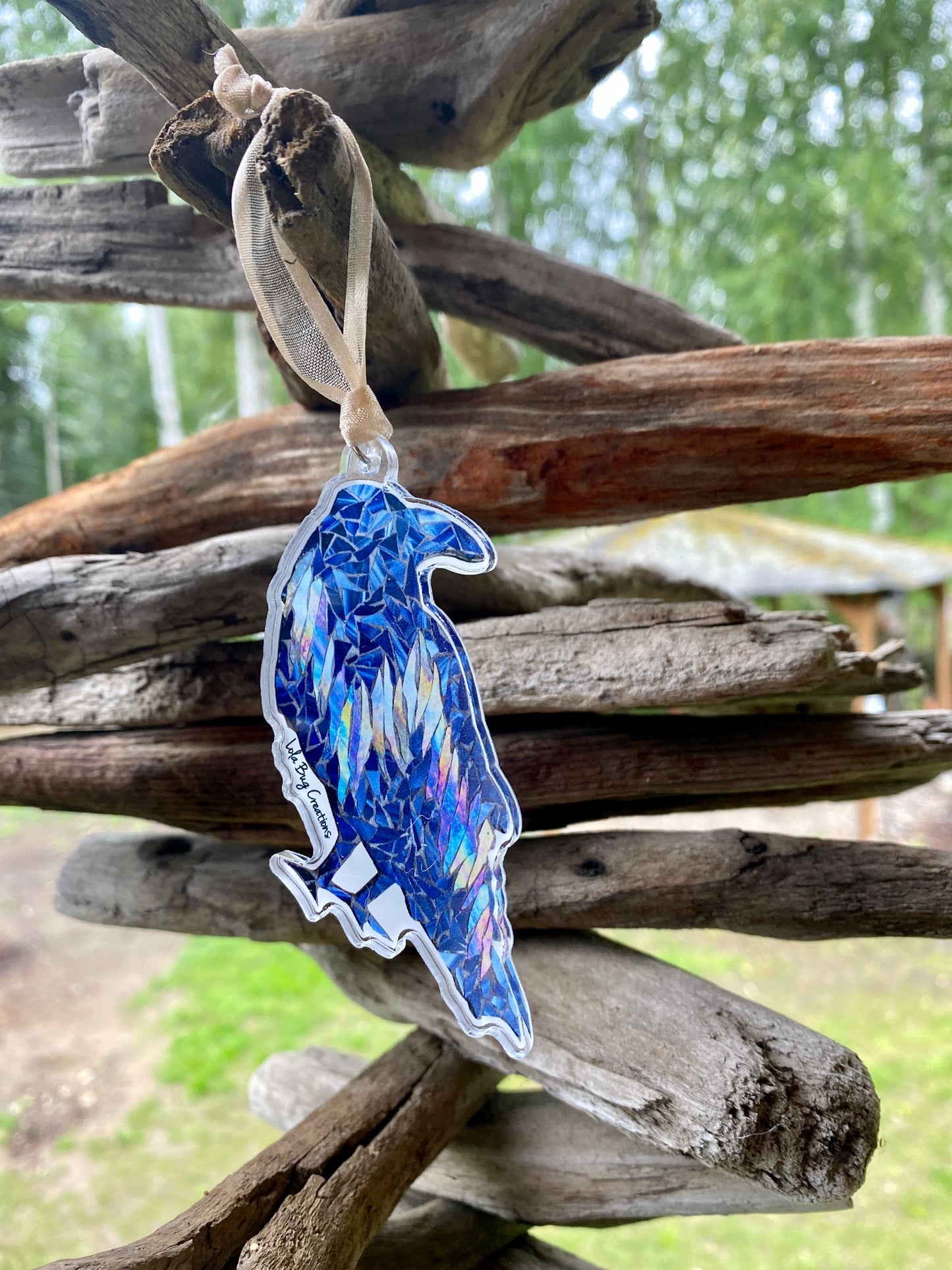 Northern Lights Studious Raven acrylic ornament