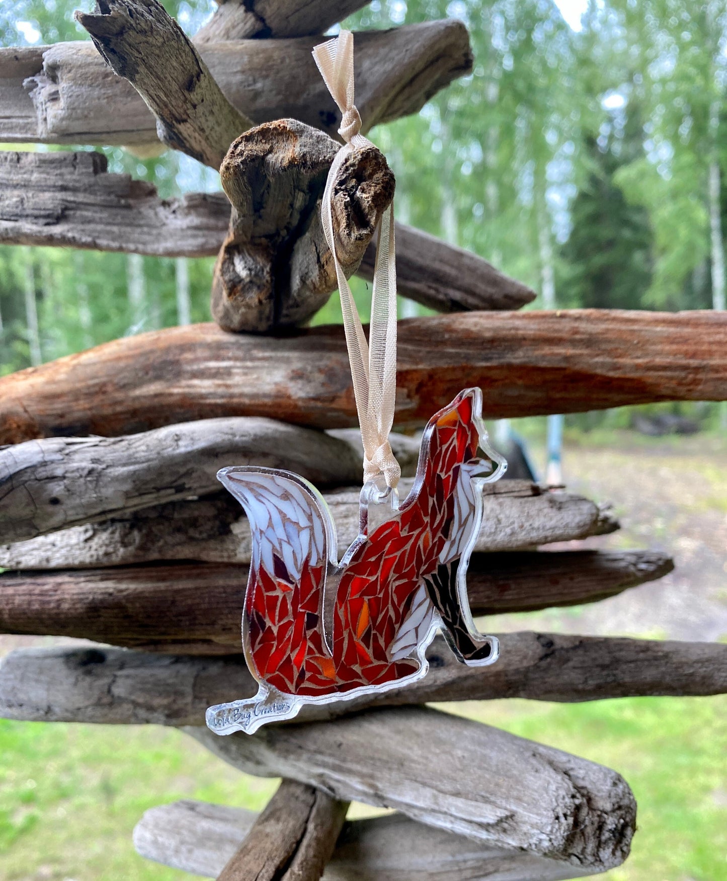 Fox sitting acrylic ornament