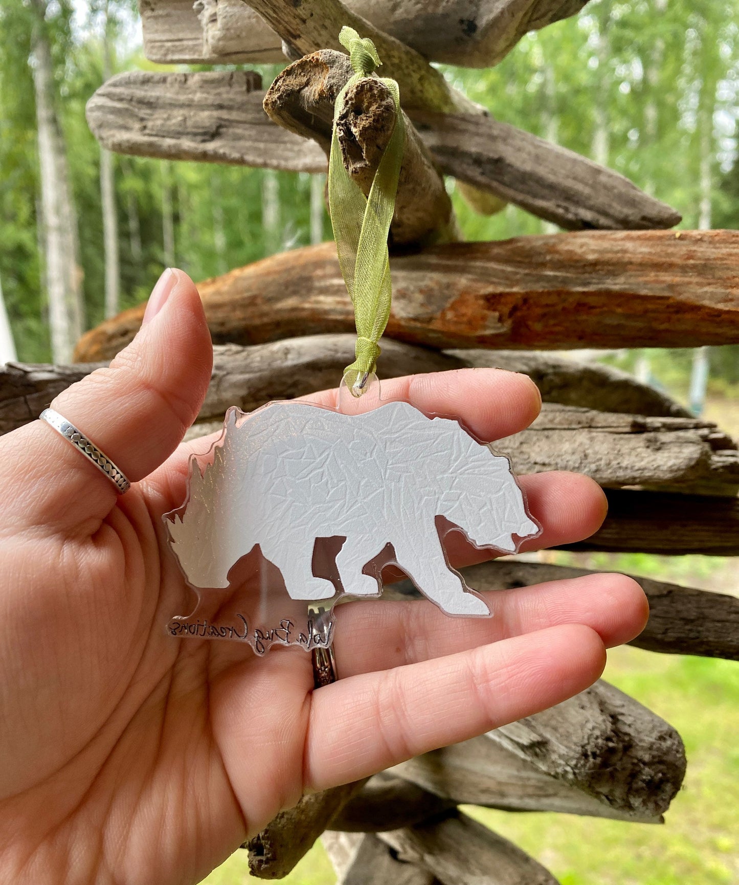 Black Bear with Fireweed  acrylic ornament