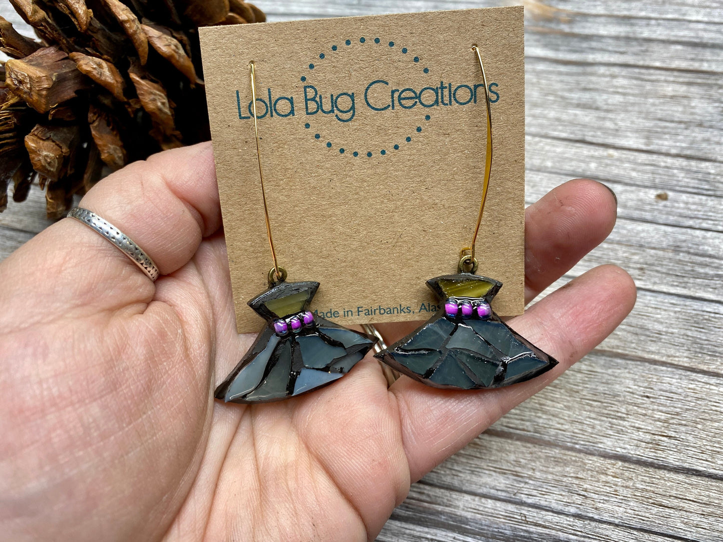 Glass Mosaic and resin Ulu Earrings