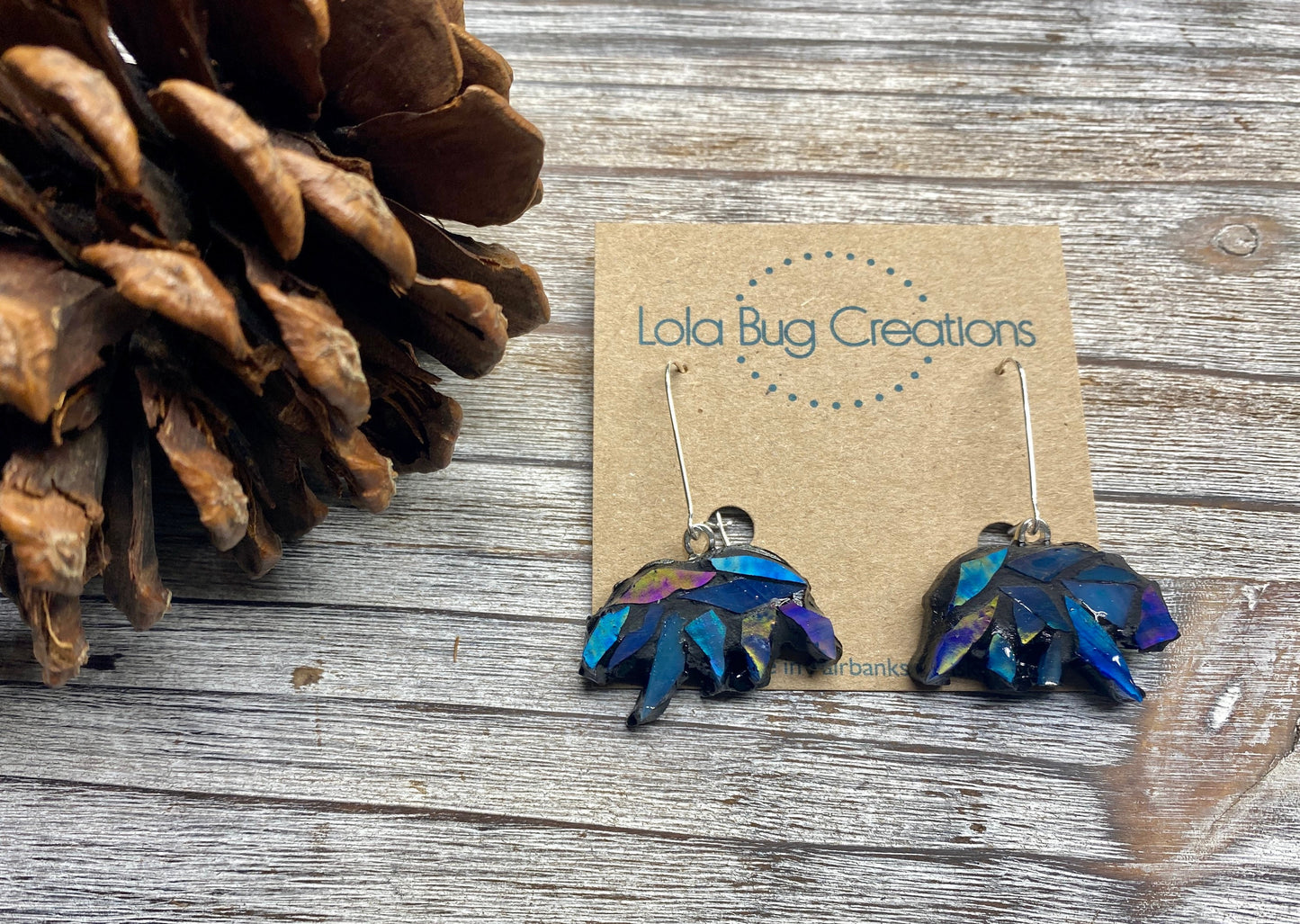 Glass Mosaic and resin bear Earrings