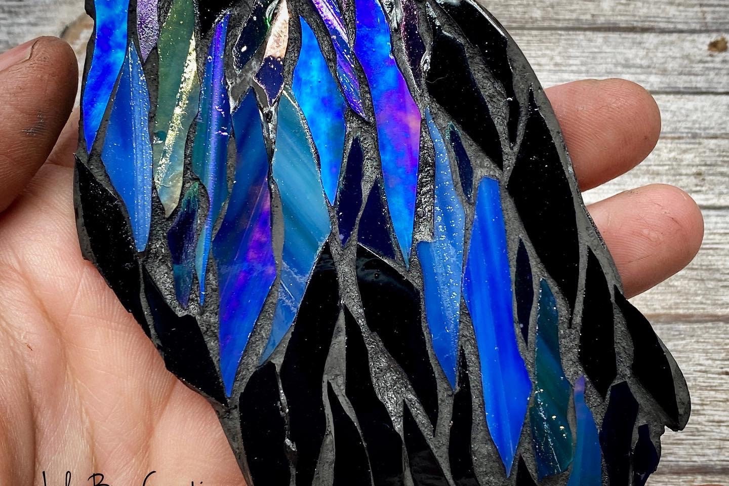 Northern Lights Raven night glass Mosaic