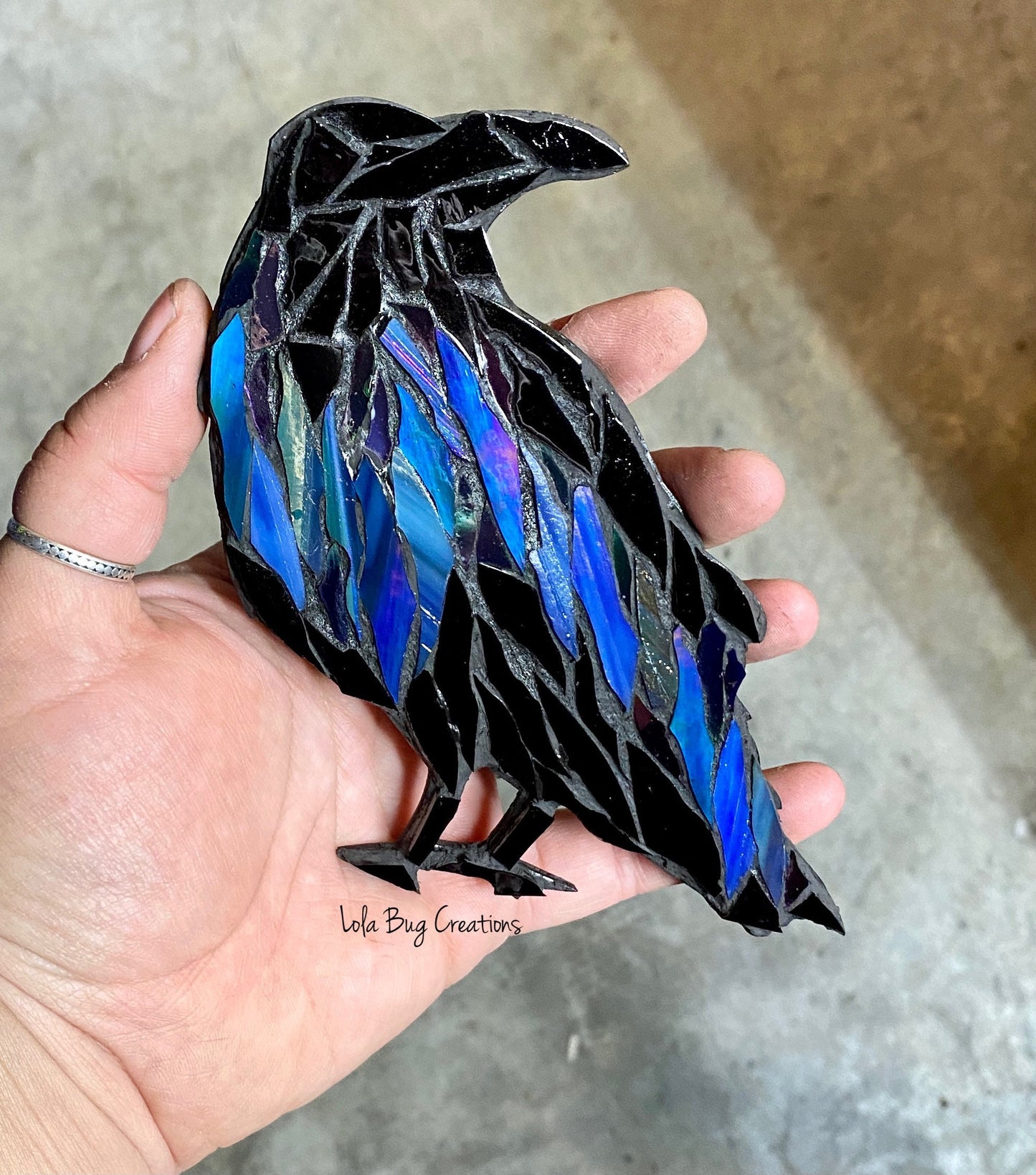 Northern Lights Raven night glass Mosaic