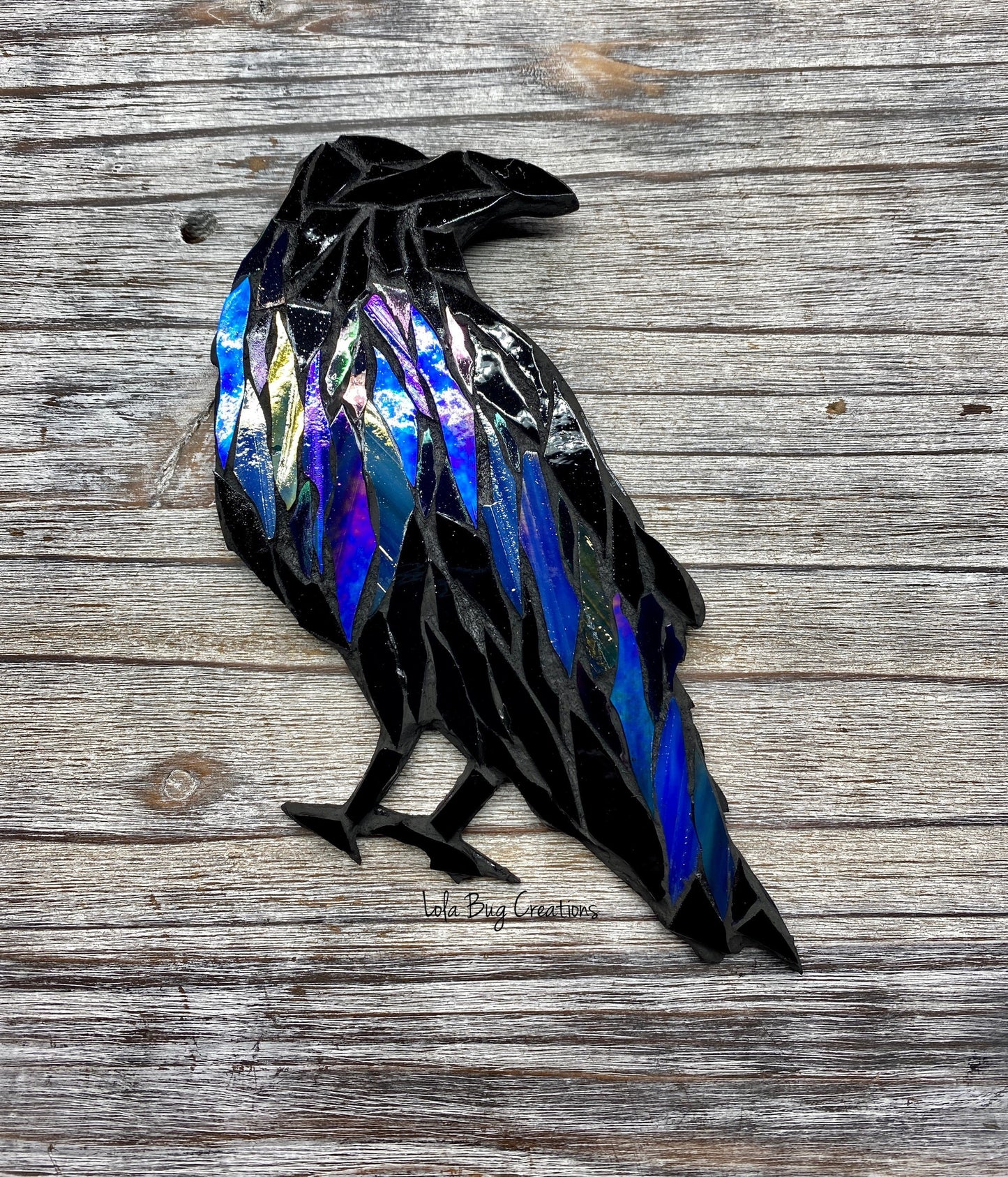 Northern Lights Raven night glass Mosaic