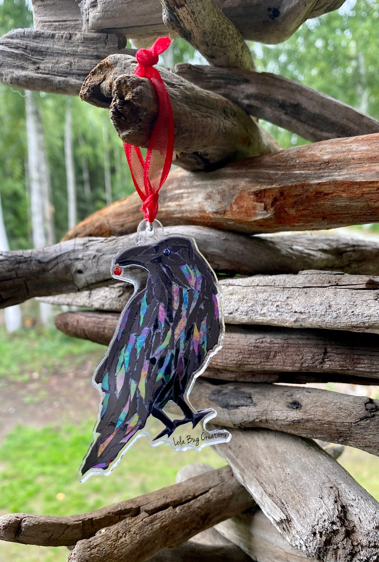 Studious Raven acrylic ornament