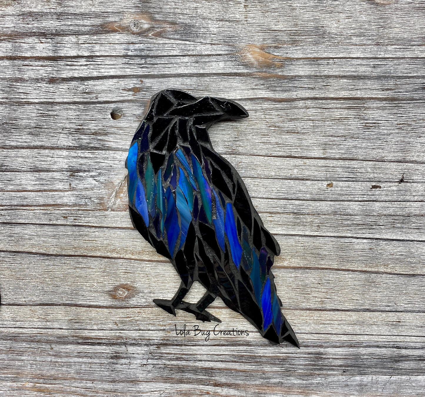 Northern Lights Raven night glass Mosaic