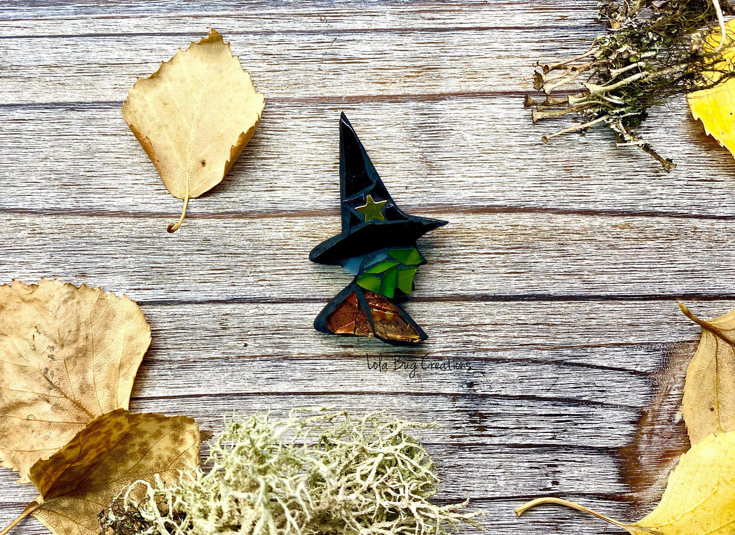 Mini Mosaic Witch Magnet