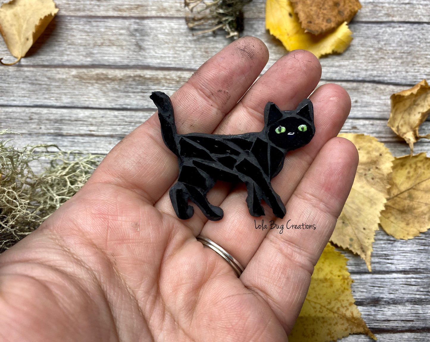 Mini Black Cat Halloween   -Glass Mosaic Magnet