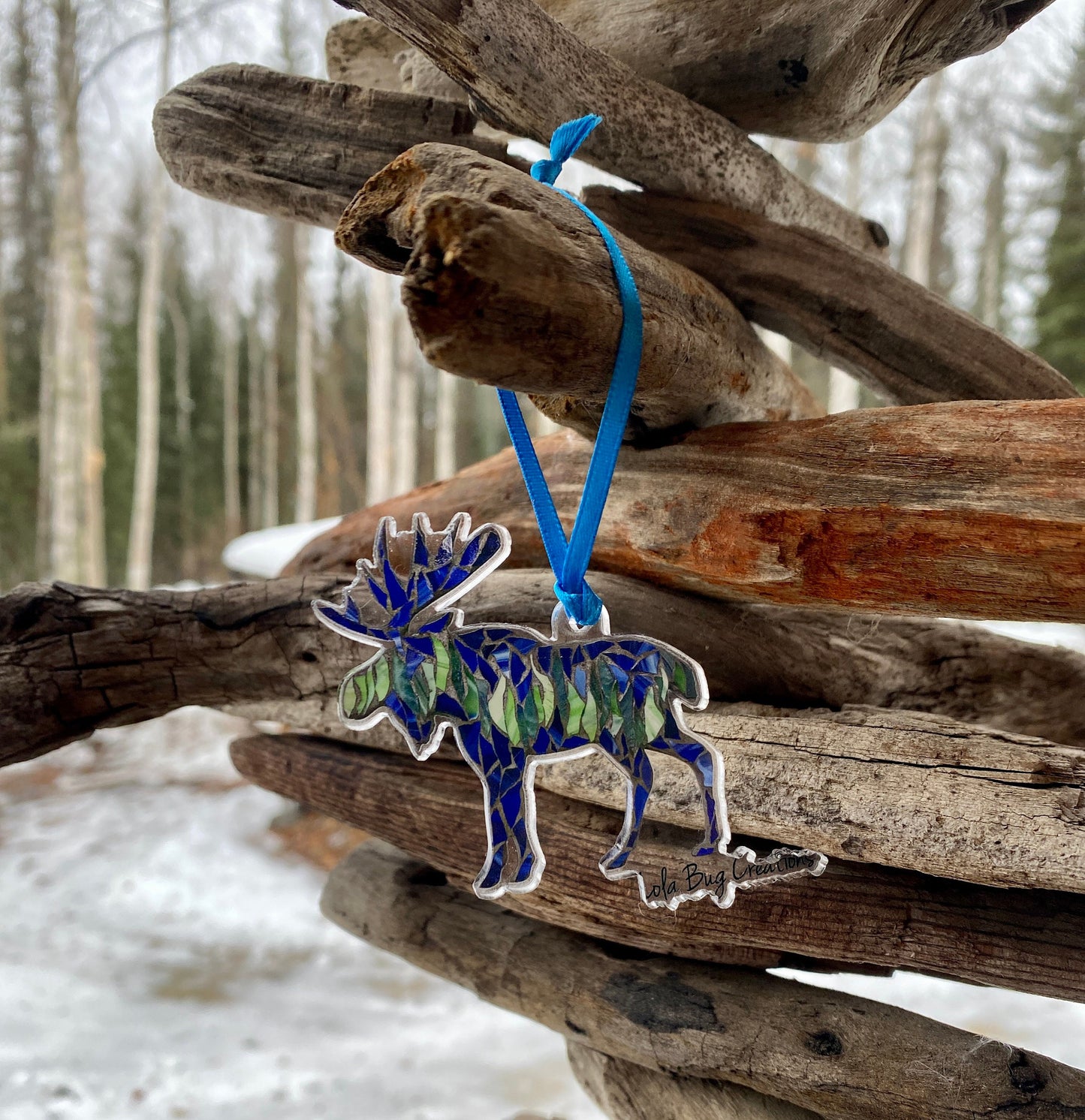 Northern Lights Moose acrylic ornament