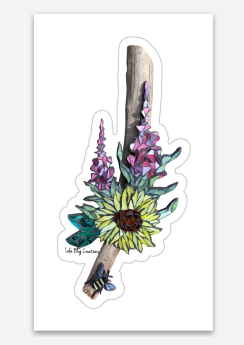 Driftwood, bee, fireweed, sunflower Vinyl Sticker