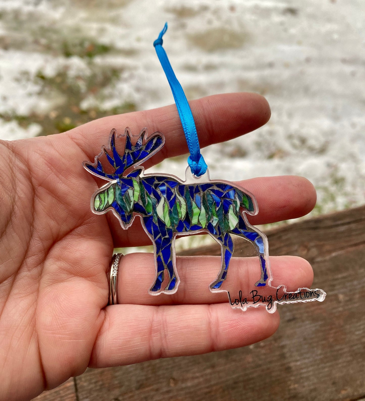 Northern Lights Moose acrylic ornament