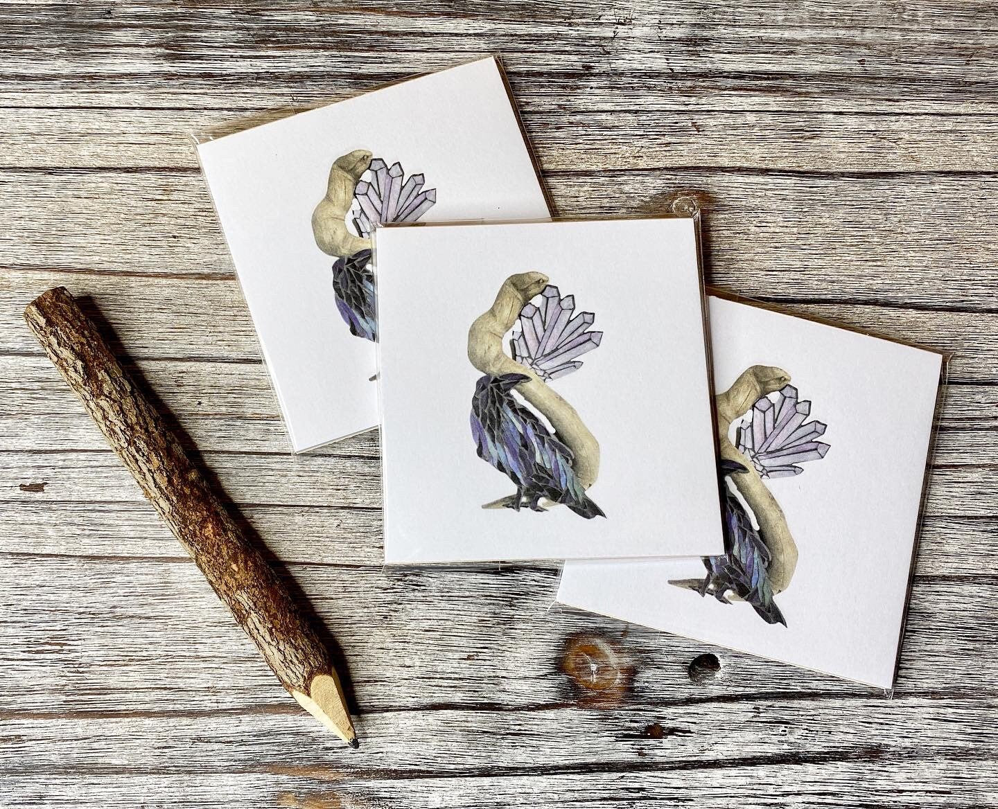 Adorable Raven on Driftwood Sticky Notes