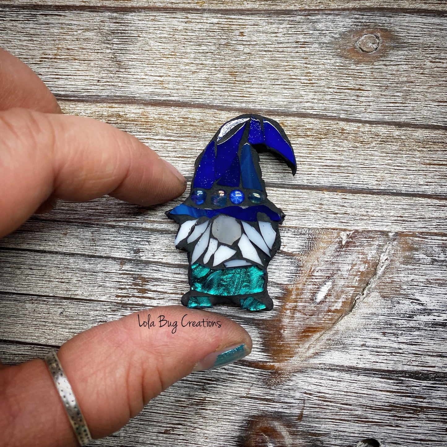 Mini Winter Gnome  -Glass Mosaic Magnet