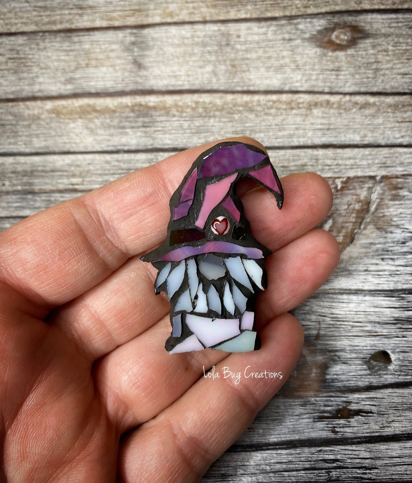 Mini Valentine’s Day love Gnome  -Glass Mosaic Magnet