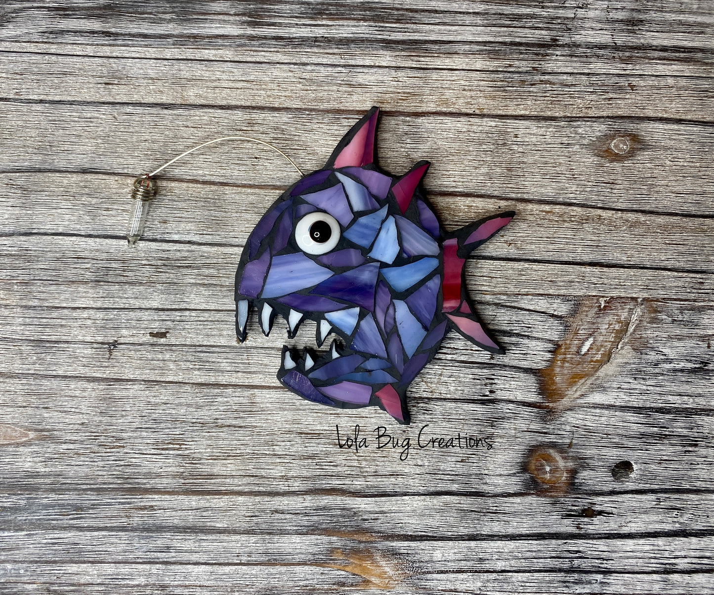 Feisty Angler Fish glass mosaic