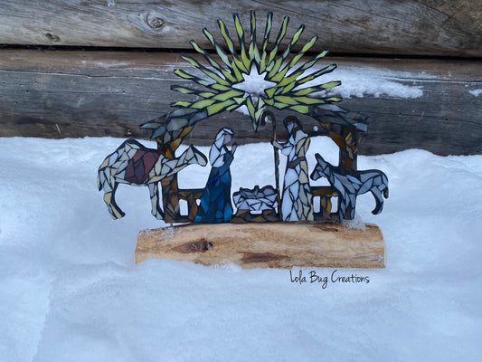 Mosaic Glass Nativity Set