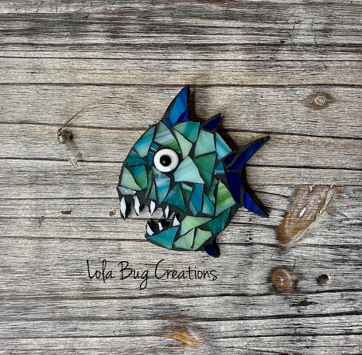 Feisty Angler Fish glass mosaic