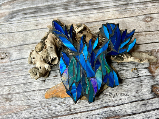 Northern Lights Moose Head Aqua with iridescent glass Mosaic