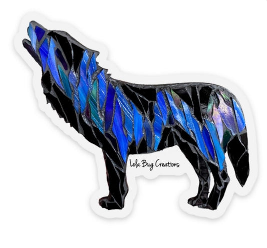 Wolf howling under the Northern Lights Clear Vinyl Sticker