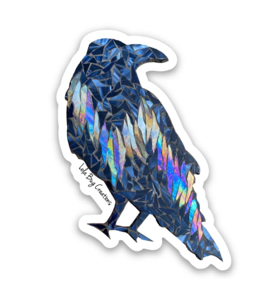 Studious Northern Lights Raven vinyl sticker