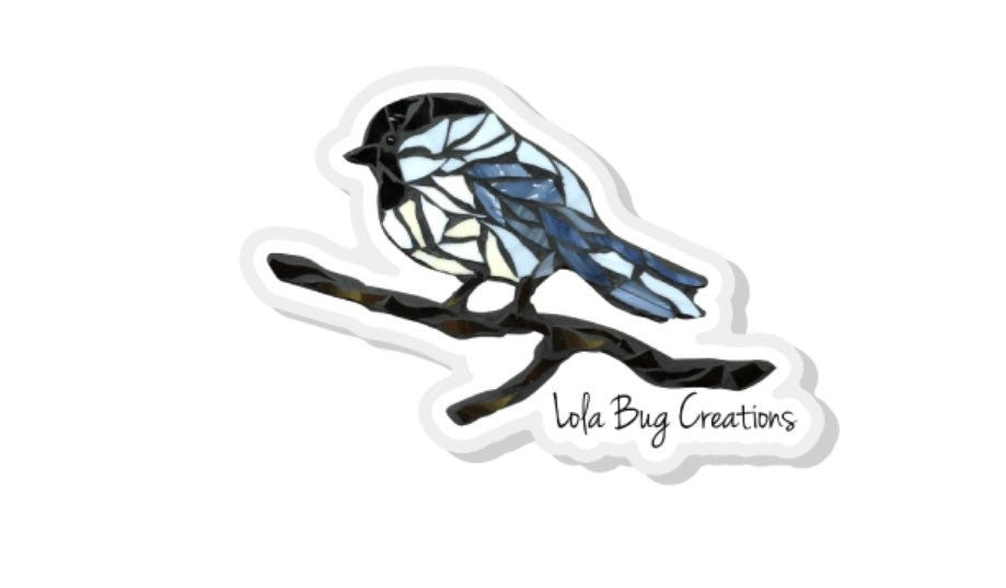 Chickadee on branch Mini vinyl sticker