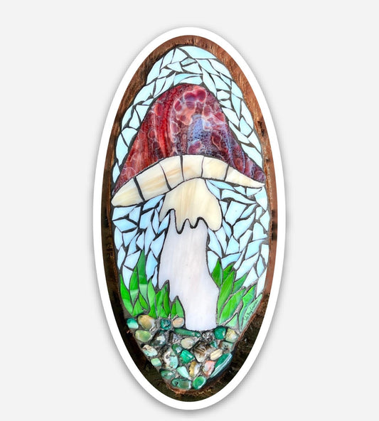 Amanita Mushroom Sunset Vinyl Sticker