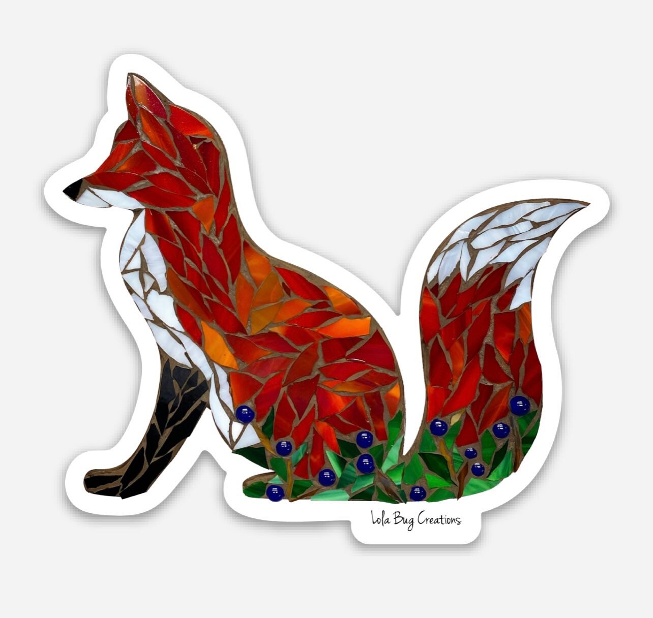 Fox With Blueberries Vinyl Sticker