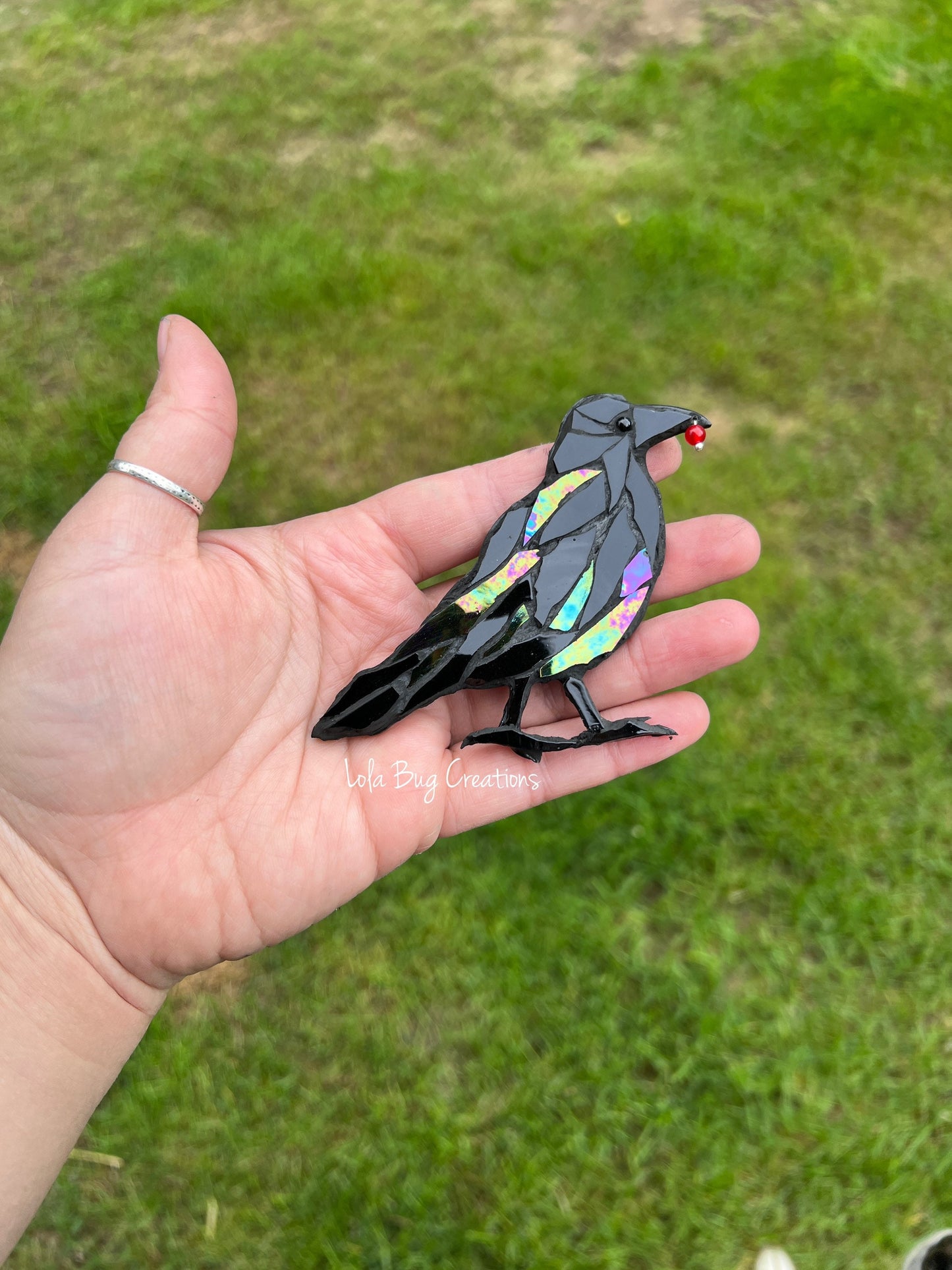 Perched Raven Glass Mosaic