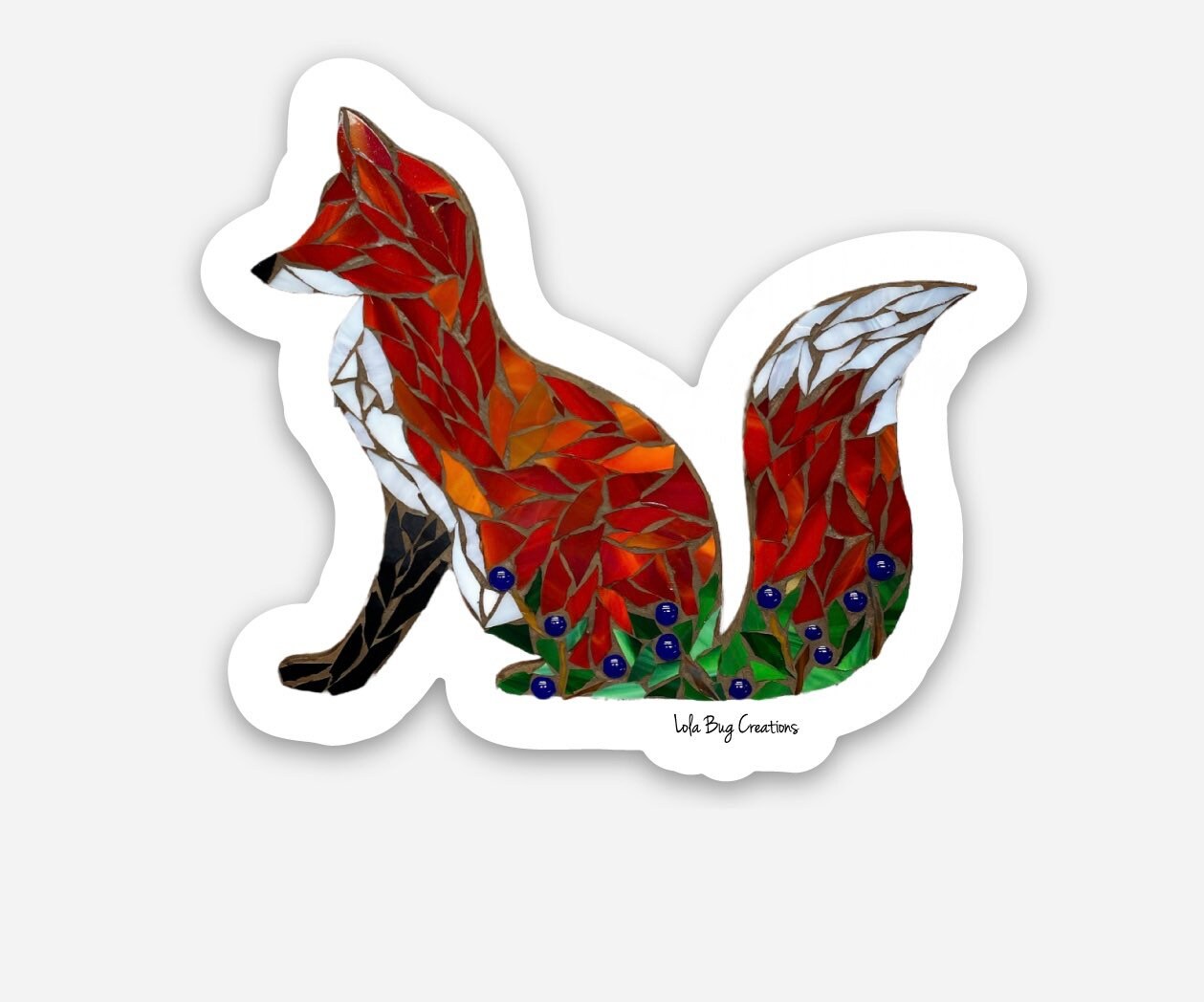 MINI Fox With Blueberries Vinyl Sticker