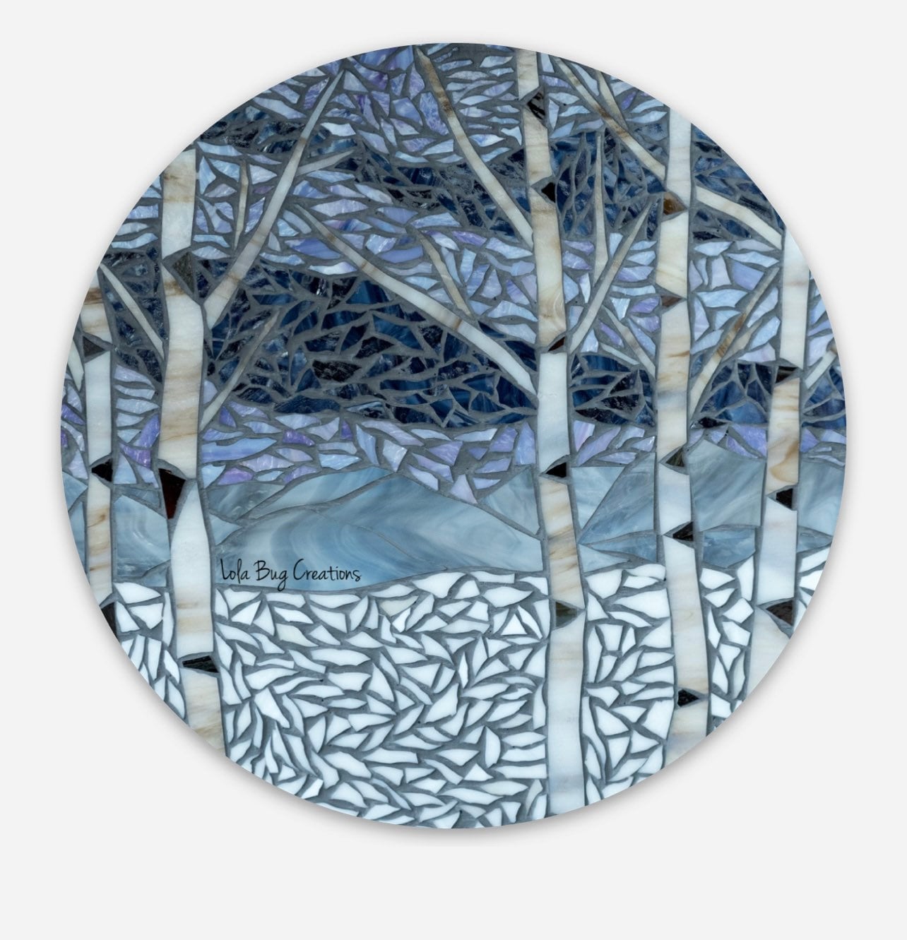 Winter birch trees round Vinyl Sticker