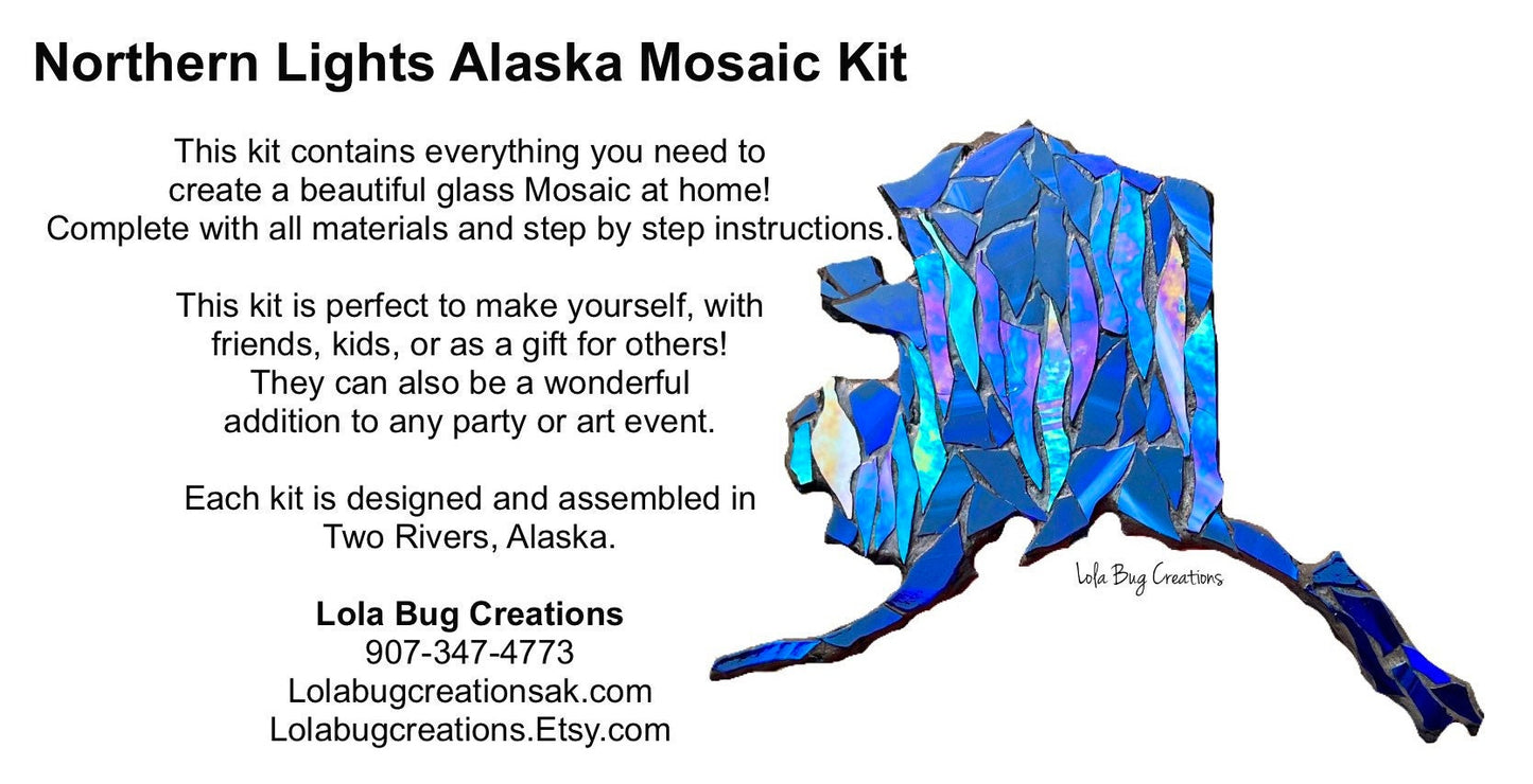 Northern Lights State of Alaska Mosaic Kit - DIY- Make it yourself- Do it yourself