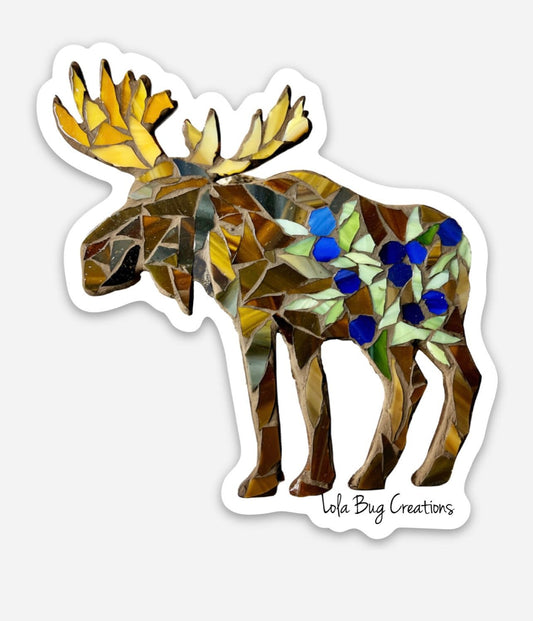 Moose and Blueberries Vinyl Sticker