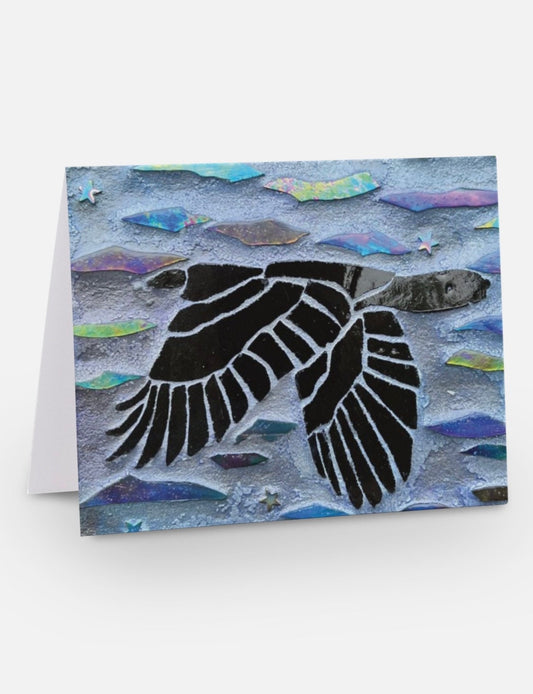 Flying Through the Stars Raven Mosaic Note Card