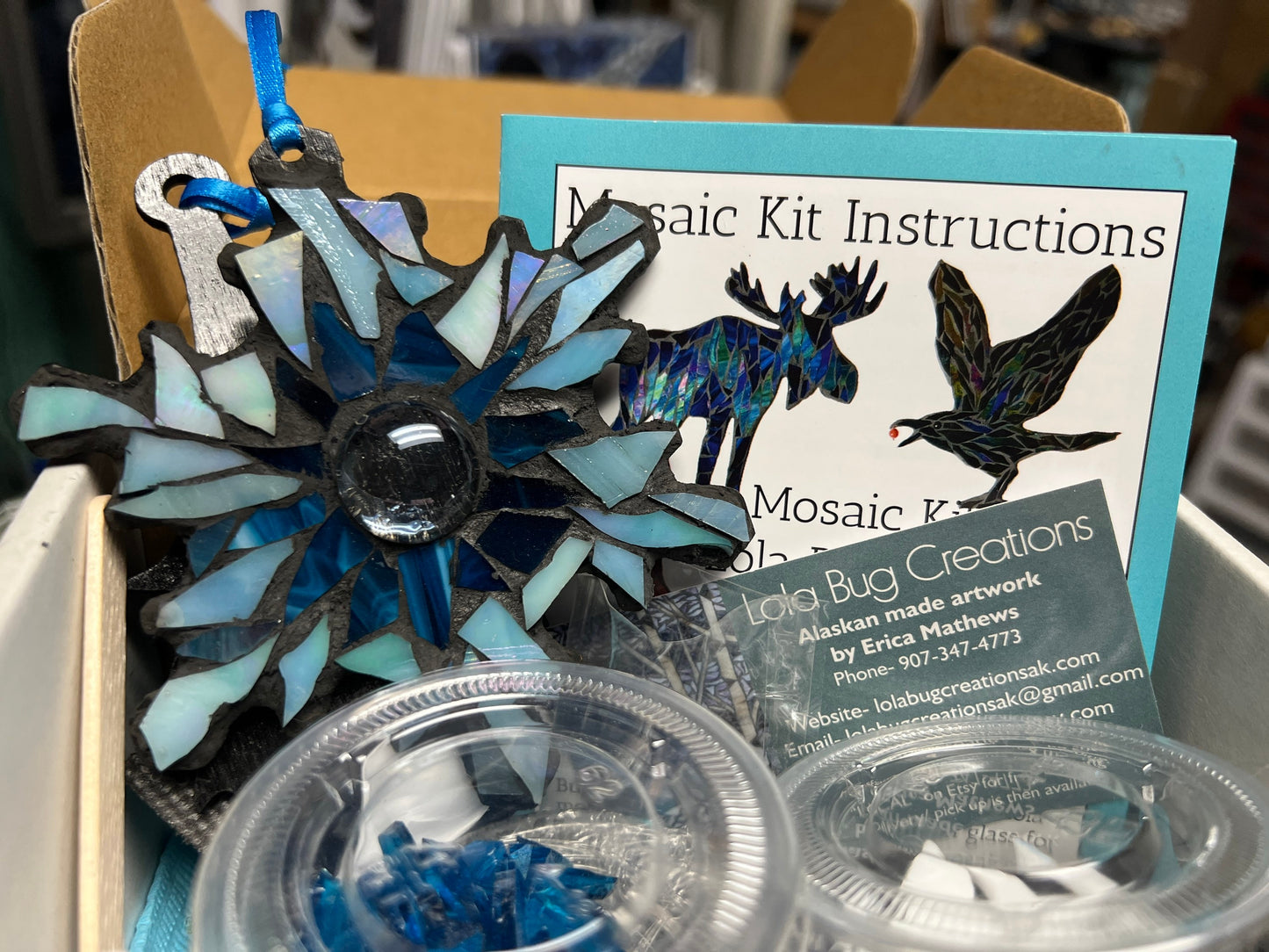 Snowflake Ornament Glass Mosaic Kit - DIY- Make it yourself- Do it yourself