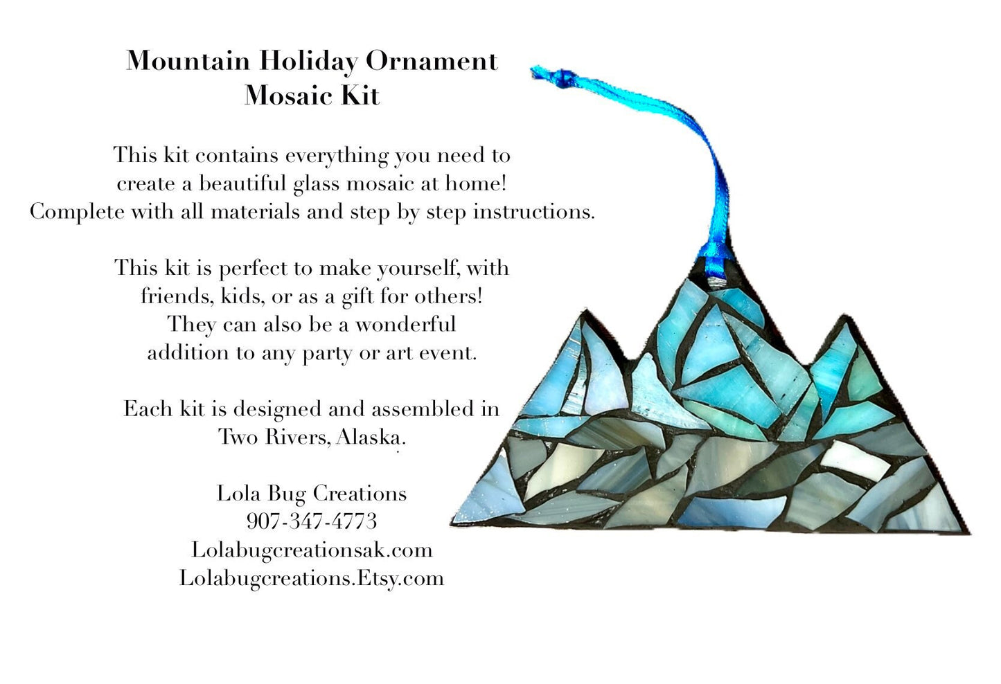 Mountain Ornament Glass Mosaic Kit - DIY- Make it yourself- Do it yourself