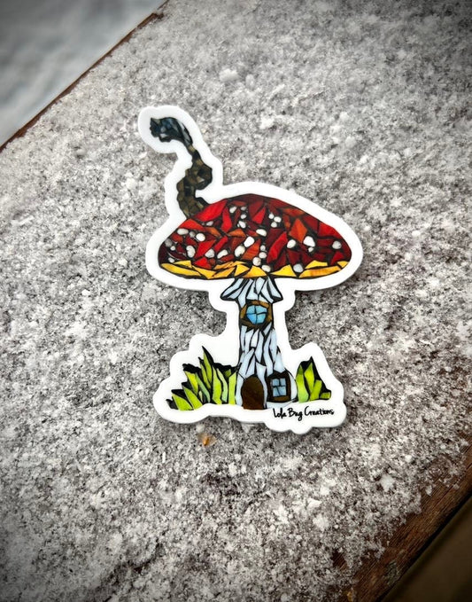 Amanita Mushroom House Vinyl Sticker