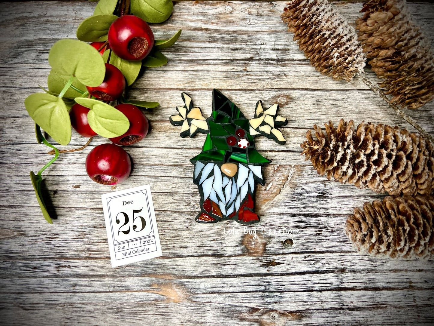 Gnome with Antlers   -Glass Mosaic Magnet