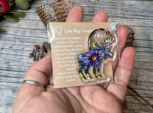 Moose Multicolor tie dye acrylic keychain