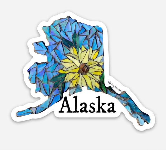 Alaska with a Sunflower Vinyl Sticker