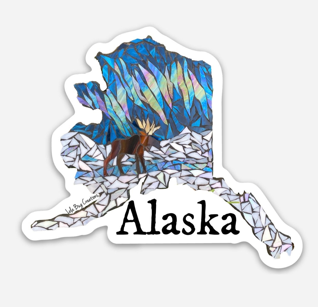 Northern Lights Moose Alaska Vinyl  sticker