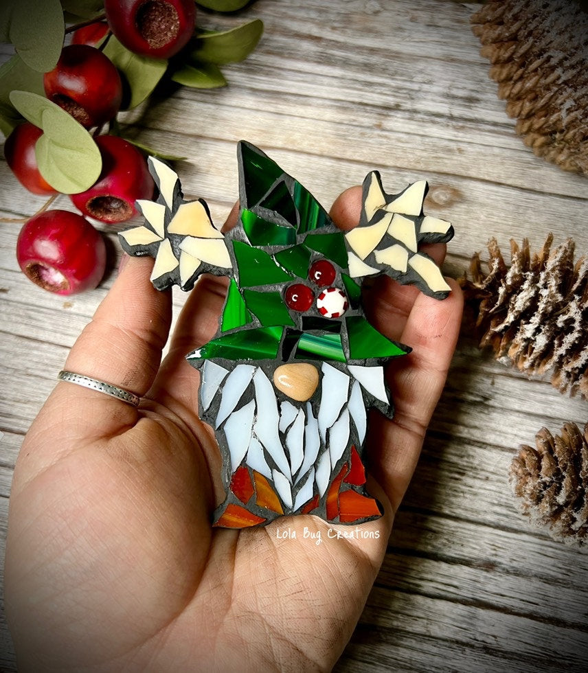 Gnome with Antlers   -Glass Mosaic Magnet